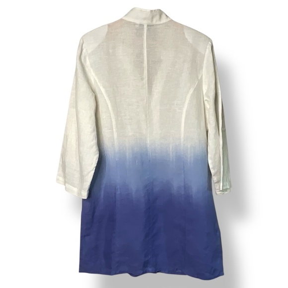 WITTEVEEN 100% Linen Hombre Long Sleeve Tunic Split Vee Roll Tab Sleeves Sz 12 - Picture 4 of 10